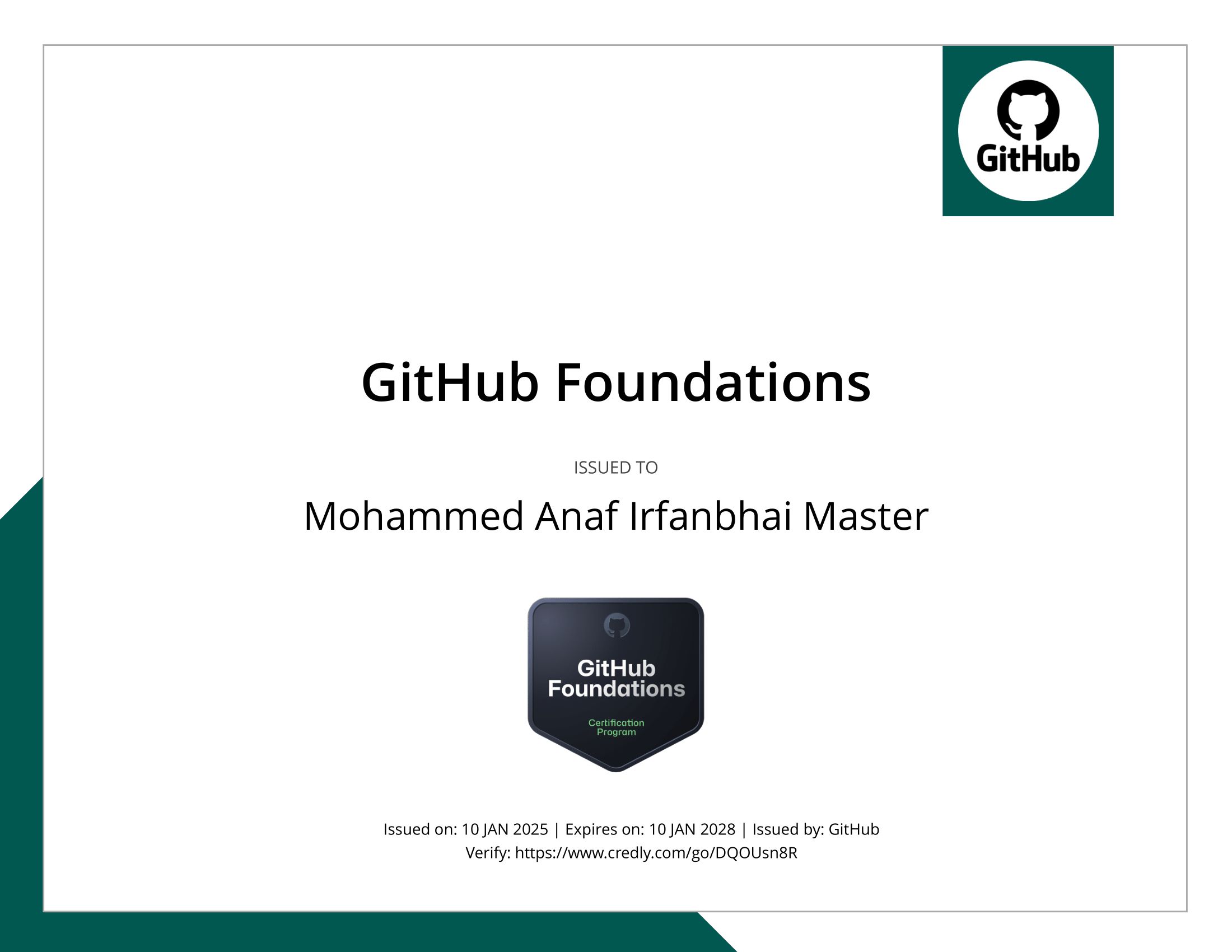 GitHub Foundations certificate